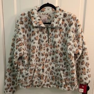 SO Cozy Softest Sherpa Pullover Cheetah Leopard White Pink Gray